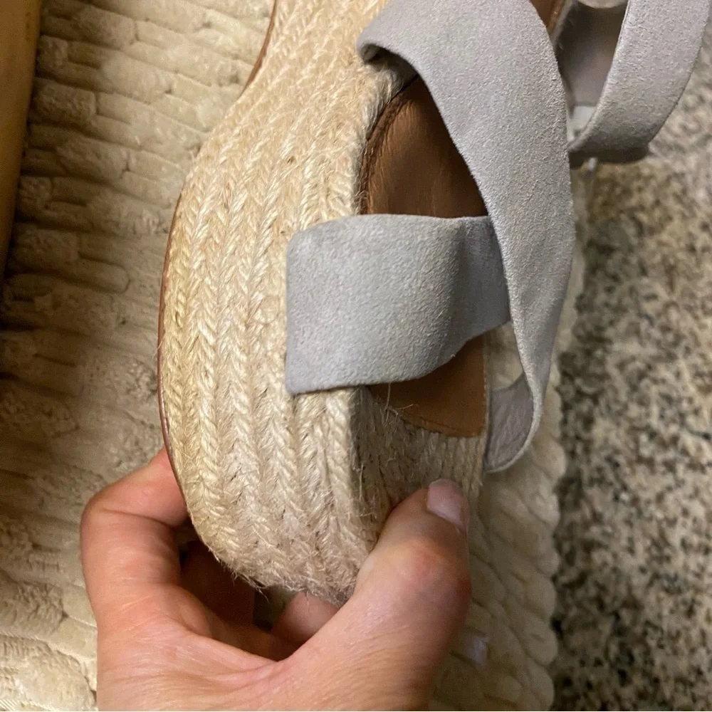 Halogen Light Grey Suede Emery Platform Espadrille sz 10